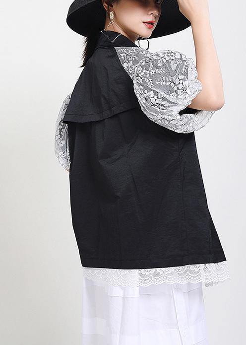 Chic Black Patchwork Lace Button Jacket Summer - bagstylebliss