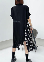 Chic Black Patchwork Print asymmetrical design Dress Summer - bagstylebliss