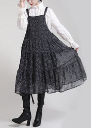 Chic Black Print Patchwork Circle Fall Dress