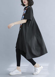 Chic Black Print asymmetrical designlow high design Vacation Summer Cotton Dress - bagstylebliss
