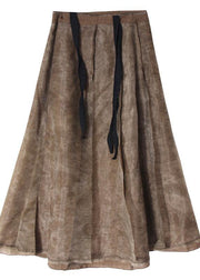 Chic Brown tulle High Waist zippered Skirt - bagstylebliss