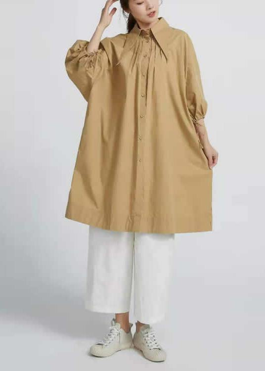 Chic Butterfly Collar Cotton Shirt dress for women Loose Art smock Dresses - bagstylebliss