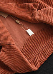 Chic Caramel button pockets V Neck Corduroy coats Spring