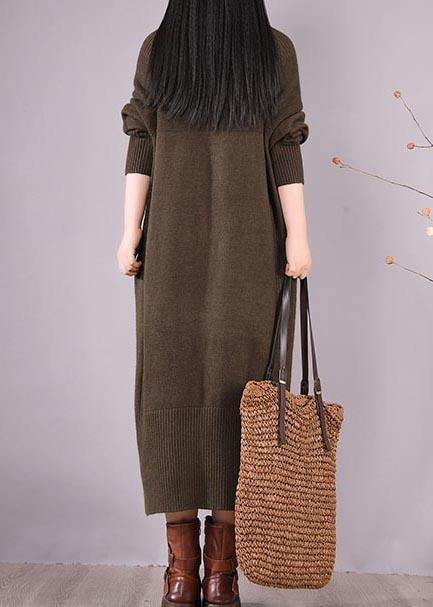 Chic Chocolate Dresses Zippered Pockets Maxi Spring Dress - bagstylebliss