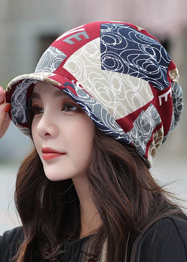 Chic Coffee Print Patchwork Short Eave Boonie Hat