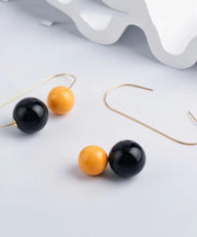 Chic Colorblock Copper Resin Ball Hoop Earrings