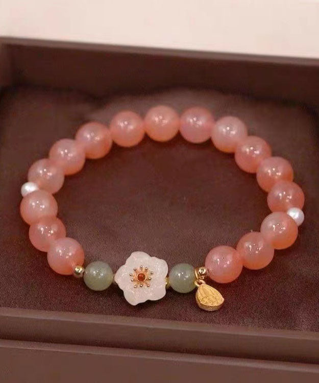 Chic Colorblock Floral Beading Charm Bracelet