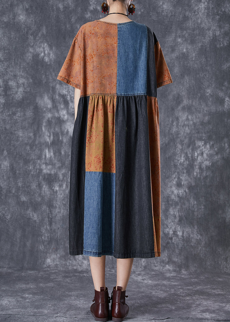 Chic Colorblock Oversized Patchwork Cotton Dresses Summer