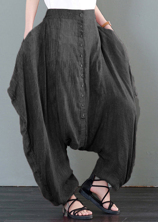 Chic Dark Grey Oversized Tie Dye Pockets Cotton Harem Pants Fall