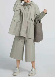 Chic Drawstring Top Quality Spring Short Coat Khaki Green Coat - bagstylebliss