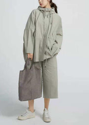 Chic Drawstring Top Quality Spring Short Coat Khaki Green Coat - bagstylebliss