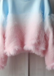 Chic Gradient Color Fluffy  Cozy Cotton Knit Sweaters Fall