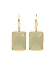 Chic Green Ancient Gold Jade Drop Earrings