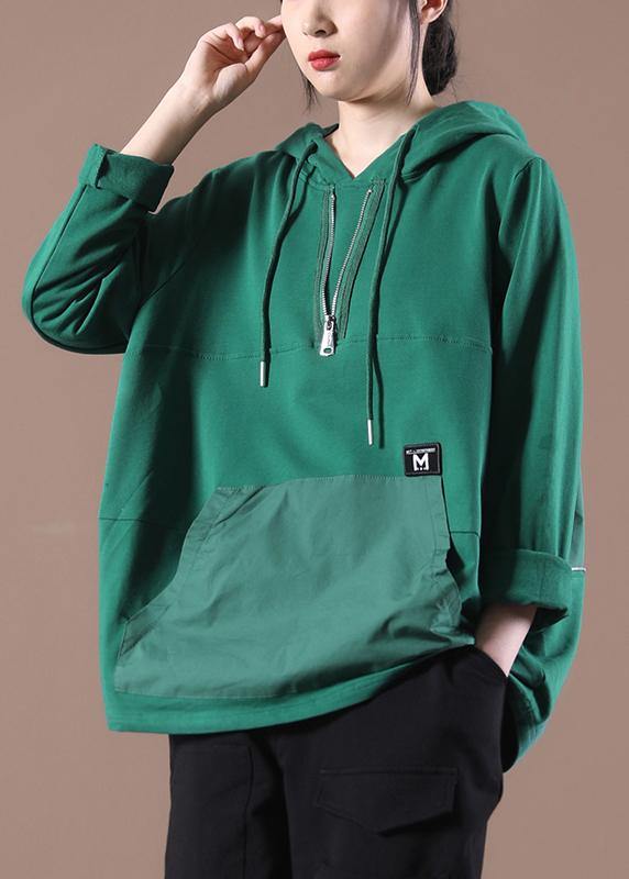 Chic Green Casual Loose Sweatshirts Top - bagstylebliss