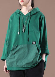Chic Green Casual Loose Sweatshirts Top - bagstylebliss
