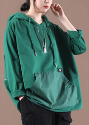 Chic Green Casual Loose Sweatshirts Top - bagstylebliss