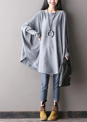 Chic Grey Bat wing Sleeve Casual Fall Wool Sweater