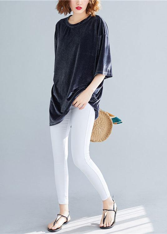 Chic Grey Loose Casual Spring Half Sleeve Tee - bagstylebliss