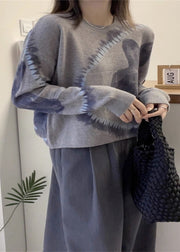 Chic Grey O Neck Animal Print Thick Woolen Sweaters Fall