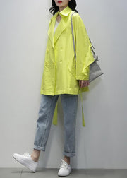 Chic Notched tie waist Fashion tunics yellow women coats - bagstylebliss