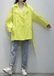 Chic Notched tie waist Fashion tunics yellow women coats - bagstylebliss