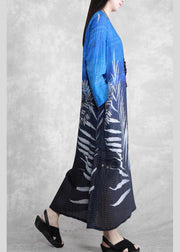 Chic O Neck Asymmetric Spring Tunics Blue Black Print Plus Size Dresses - bagstylebliss