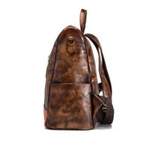 Chic Omychic Casual Travel chocolate Color Matching Leather Backpack - bagstylebliss