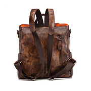 Chic Omychic Casual Travel chocolate Color Matching Leather Backpack - bagstylebliss