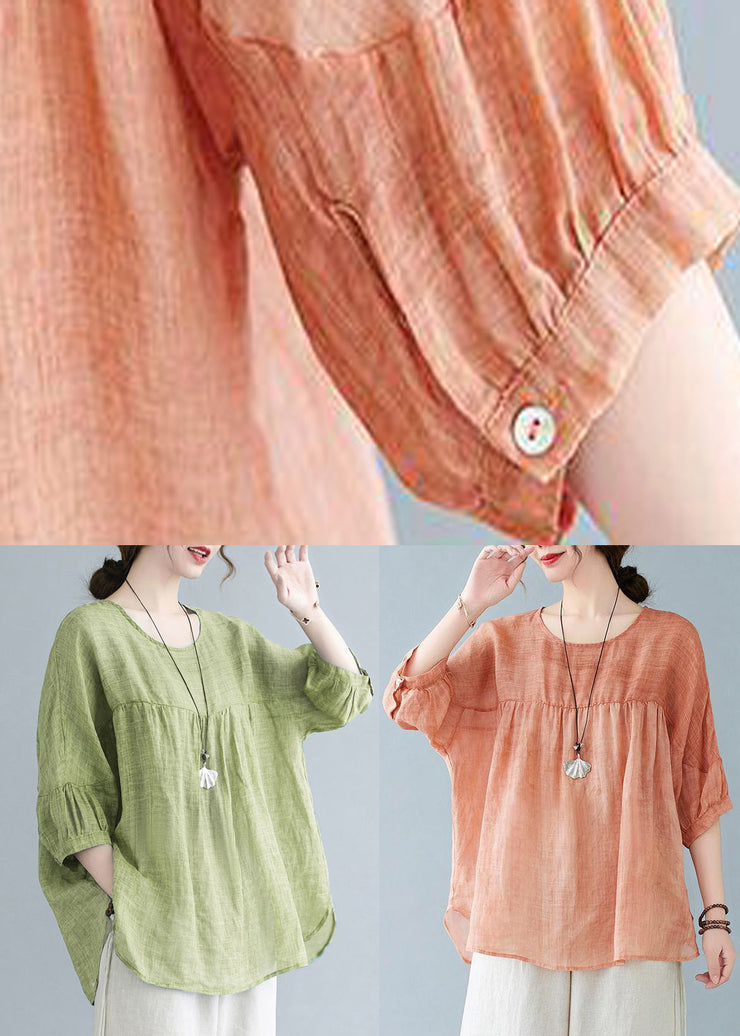 Chic Orange O-Neck Patchwork Side Open T Shirt Half Sleeve