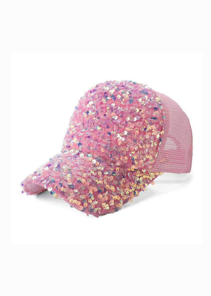 Chic Pink Sequins Breathable Baseball Cap Hat