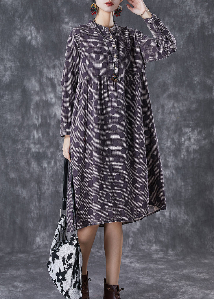 Chic Purple Oversized Print Cotton Vacation Dresses Fall