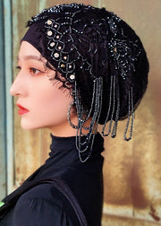 Chic Purple Tassel Zircon Hollow Out Lace Bonnie Hat