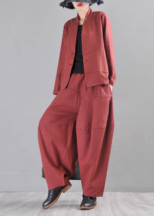 Chic Red Cotton Linen Radish trousers Pants Summer - bagstylebliss