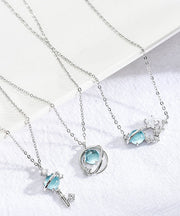 Chic Rose Gold Ovgild Inlaid Gem Stone Zircon Starry Sky Three Piece Set Pendant Necklace