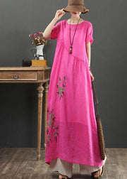 Chic Rose Print asymmetrical design Party Summer Linen Dress - bagstylebliss