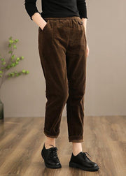Chic Spring Women Trousers Vintage Chocolate Sewing Elastic Waist Patchwork Pant - bagstylebliss