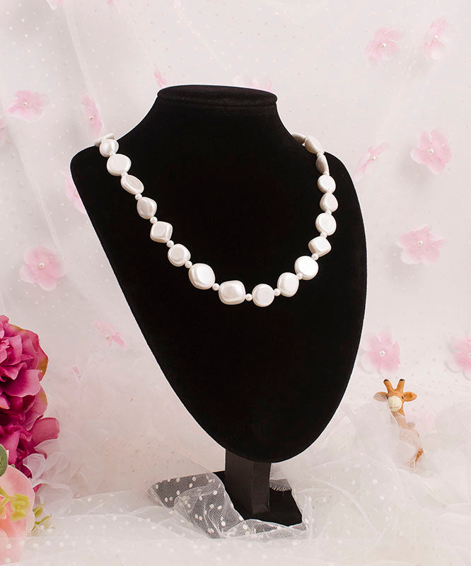 Chic White Asymmetricar Pearl Graduated Bead Necklace