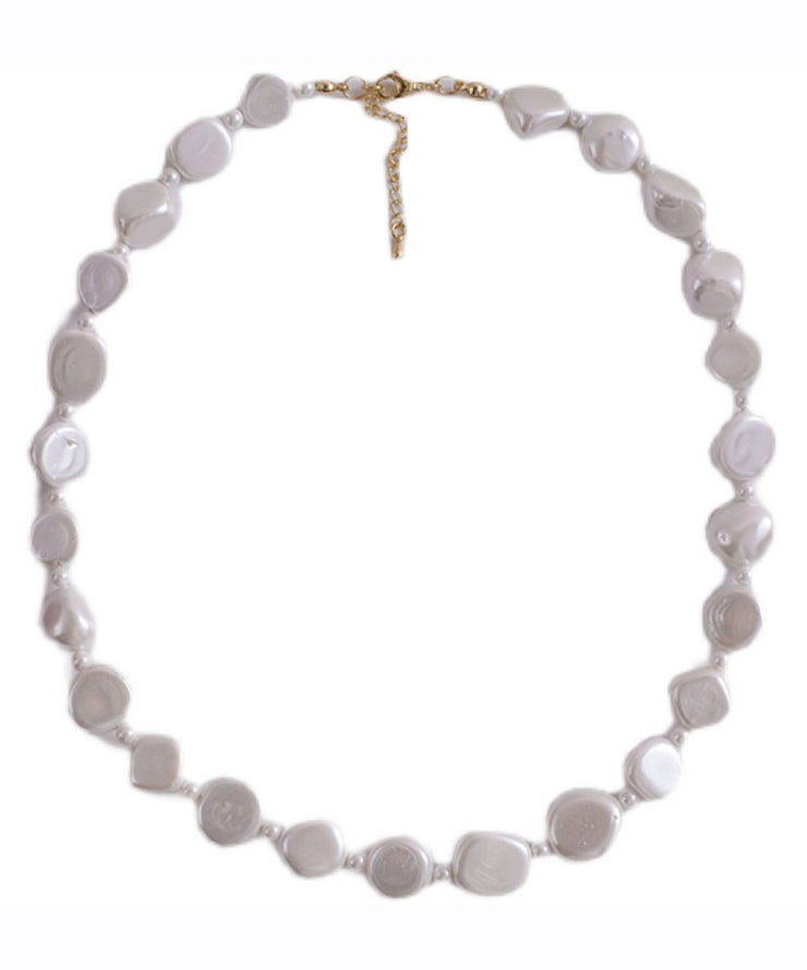 Chic White Asymmetricar Pearl Graduated Bead Necklace