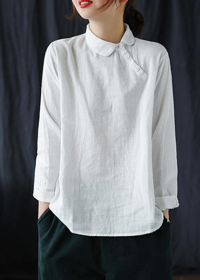Chic White Clothes Lapel Button Down Spring Blouses - bagstylebliss