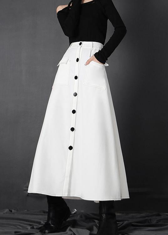 Chic White zippered A Line Skirts Summer - bagstylebliss