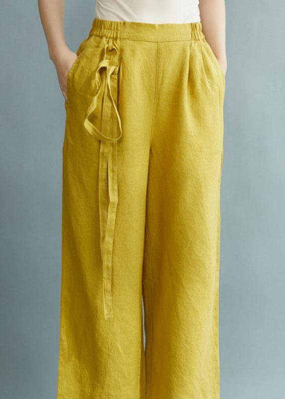 Chic Yellow Loose Straight Fall Casual Pants - bagstylebliss