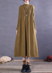 Chic Yellow Turtle Neck Loose Knit Dress Spring