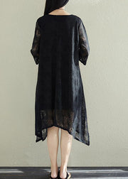 Chic black lace clothes Women Pakistani Fabrics side open Plus Size summer Dresses - bagstylebliss