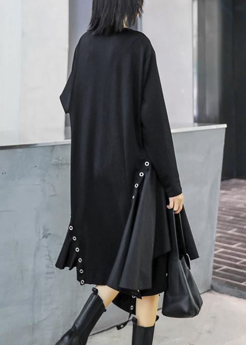 Chic black quilting dresses o neck patchwork Art Dress - bagstylebliss