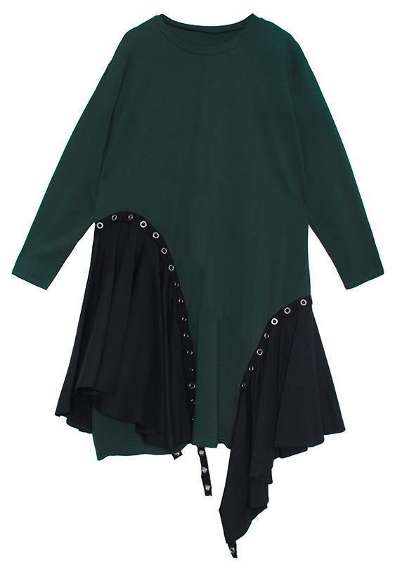 Chic black quilting dresses o neck patchwork Art Dress - bagstylebliss