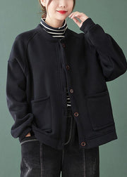 Chic black  coats Outfits o neck Button Down women coats - bagstylebliss