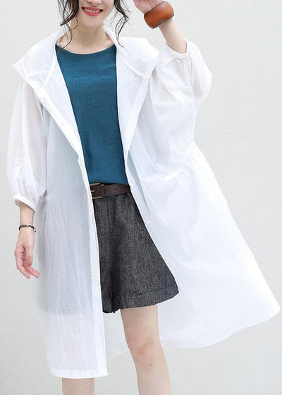 Chic blue Cotton outwear for women hooded tunic summer cardigan - bagstylebliss