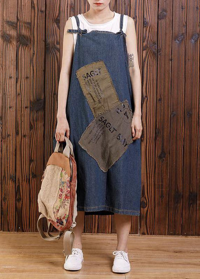 Chic cotton clothes Women Fashion Summer Patchwork Casual Loose Suspender Dress - bagstylebliss