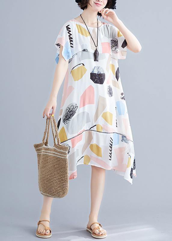 Chic multicolor Geometric chiffon Wardrobes Metropolitan o neck Maxi Summer Dresses - bagstylebliss