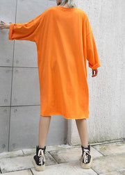 Chic orange cotton Tunics prints cotton fall Dresses - bagstylebliss